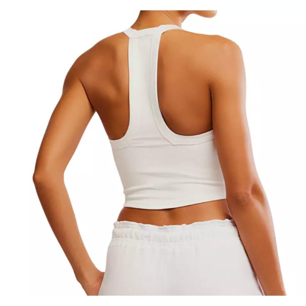 FP Movement All Clear V Neck Ribbed Racerback Cami Tank Top White M/L - Picture 2 of 6